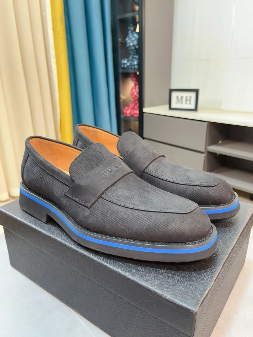 Men's shoes 💰540🌹🌹【PRADA Leather Shoes】Top purchasing agency Original imported Italian custom-made open-edge beaded cowhide leather surface, fully imported water-dyed breathable cowhide lining, original factory special molded sole super comfortable, size: 38-44